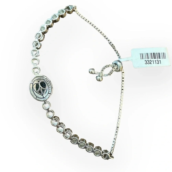 Swiss Blue Topaz / White Topaz Sterling Silver Bolo Bracelet - Picture 8 of 9